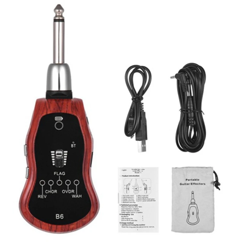 

B6 Guitar Headphone Amp Mini Plug Guitar Amplifier Bluetooth Receiver Rechargeable for Electric Travel Pocket Guitar