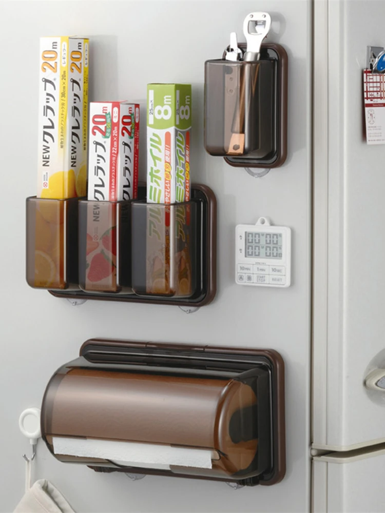 

Магнитная стойка для бумажных полотенец в холодильнике, кухонная бумажная коробка для полотенец, стойка для хранения пленки для сохранения...