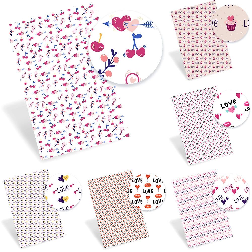 

Valentine's Day Synthetic Leather Printed Faux Leather Sheets for Sewing DIY Craft Supplies Bow DIY Craft Materials 22*30cm 1PC