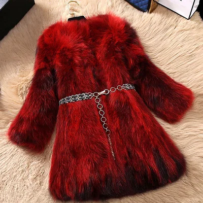 Burgundy 110CM LEDEDAZ натуральный мех лисы пальто X-Long тонкая женская зимняя куртка и пальто роскошный природный натуральный мех пальто плюс размер лисий мех жилет - Цвет: Burgundy 110CM