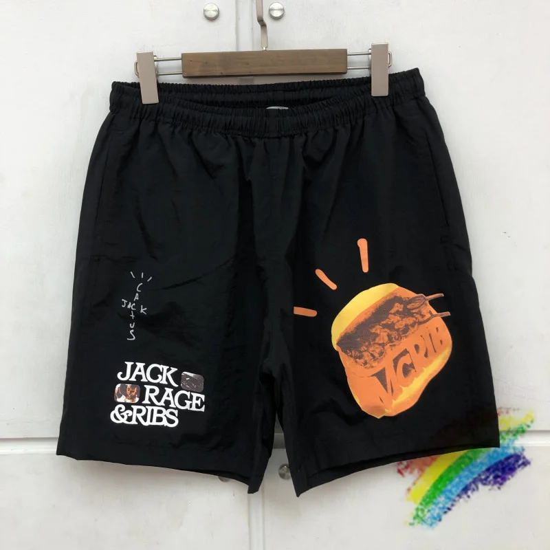 

Шорты мужские/женские черные сетчатые с завязками и кактусами