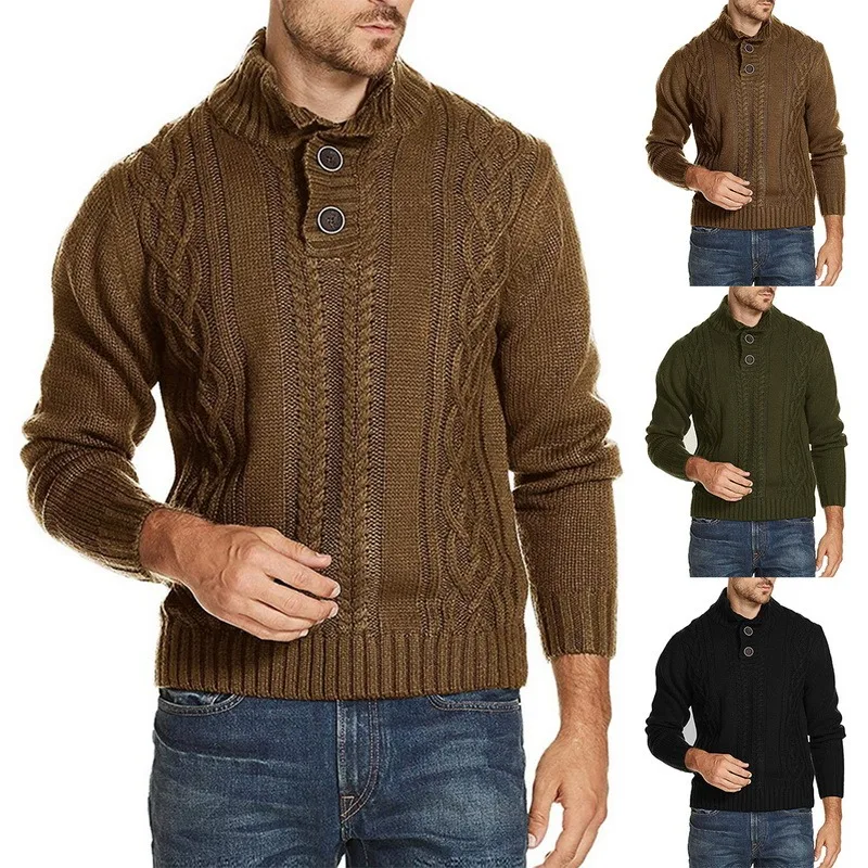 

Мужской трикотажный свитер с длинным рукавом, с круглым вырезом