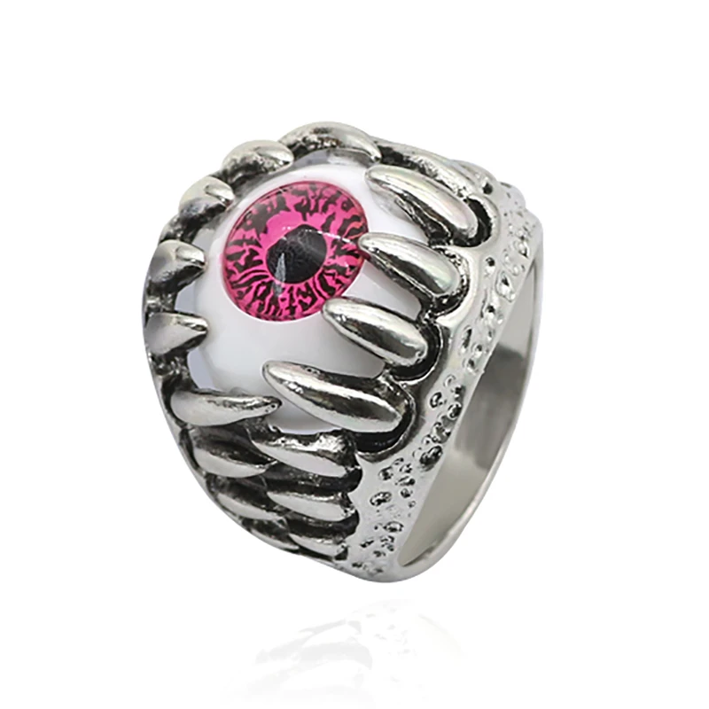 

Punk Gothic Evil Eye Ring For Men Boys Retro Vintage Claw Skull Teeth Metal Male Rings Hip Hop Cool Party Jewelry Gifts Anillos