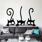 Съемная 3D Наклейка на стену сделай сам с изображением трех кошек и животных, домашний декор, настенная наклейка, домашняя комната, ПВХ наклейки на окна, роспись