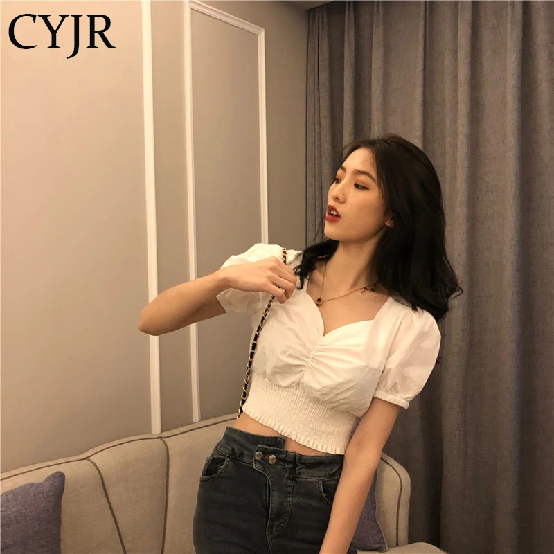 

2020 Casual Puff Sleeve Retro Ins T-shirt Female Korean Harajuku Women's T-shirts Tops Japanese Kawaii Ulzzang Clothes For Women