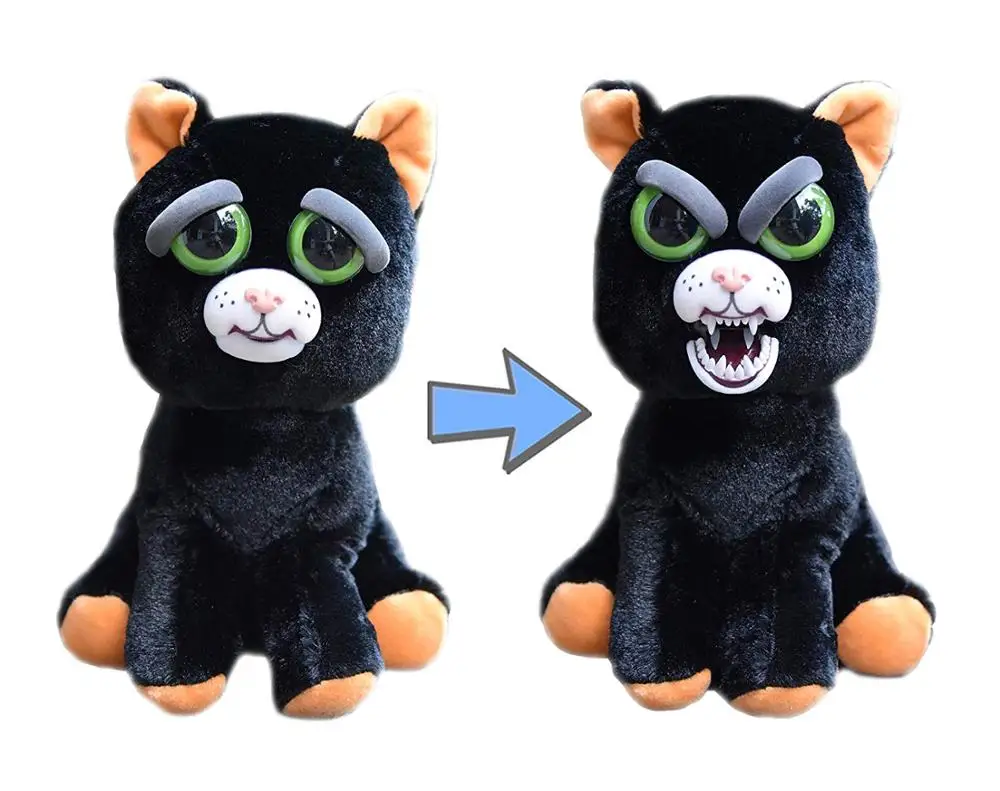 Black Cat Growl Веселые Домашние животные, меняющие лицо, единорог, мягкие игрушки для детей, плюшевый дракон, сердитые животные, кукла панда - Цвет: Black Cat Growl
