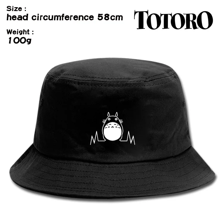 

New Summer Anime Totoro Prints Outdoor Fishing Hats Black Bucket Hat Travel Cap For Men Women
