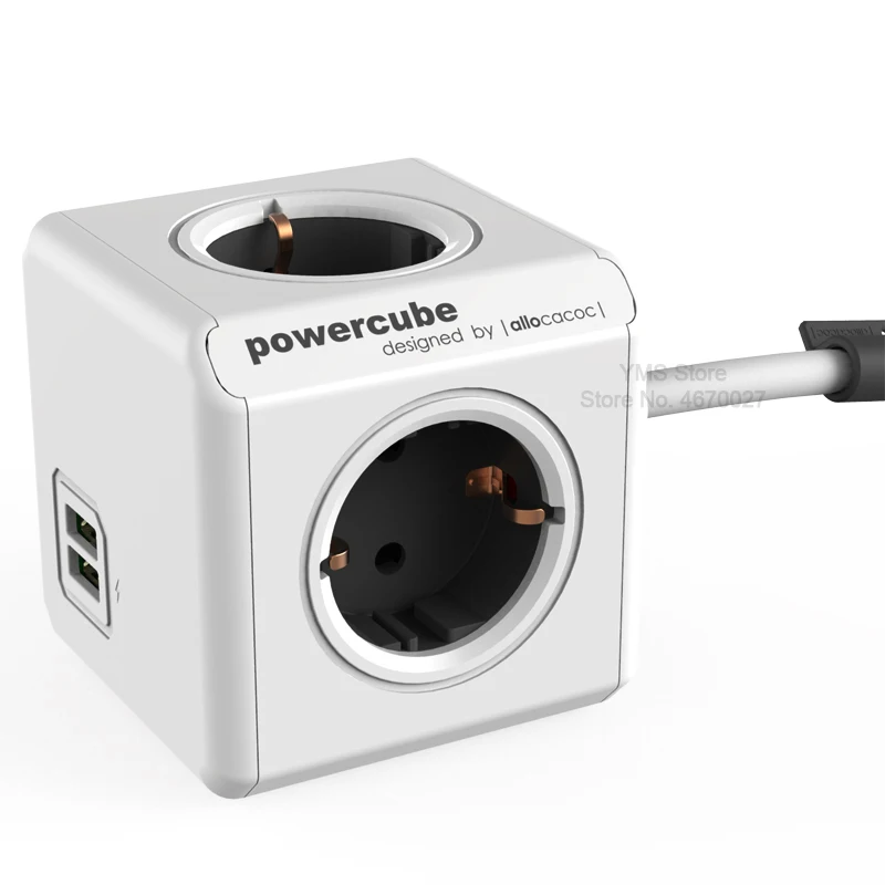 Allocacoc power cube Электрический провод-удлинитель 1,5 м 3 м 3600 Вт 2 usb порта 5 в 4 розетки ЕС силовая полоса Смарт мульти штепсельный адаптер