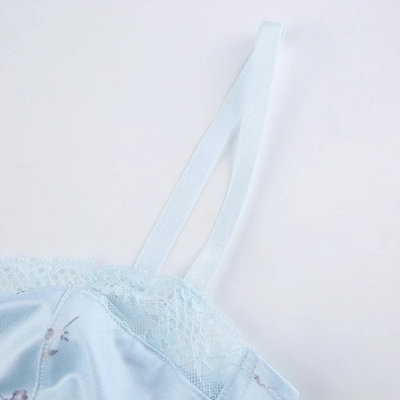 

Lace Trim Flower-pattern Top Women Vintage Slim Camisole Tee Structure Stitched V-neck Corset for Summer Party Club SWD8