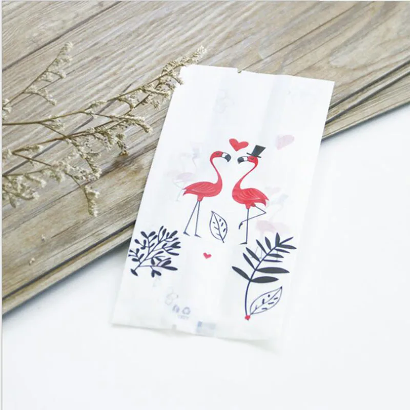 

50PCS Flamingo Cookie Snack Packaging Bag Snowflake Crisp Candy I Frosting Bag Food Packaging Bag Self Sealing Bag