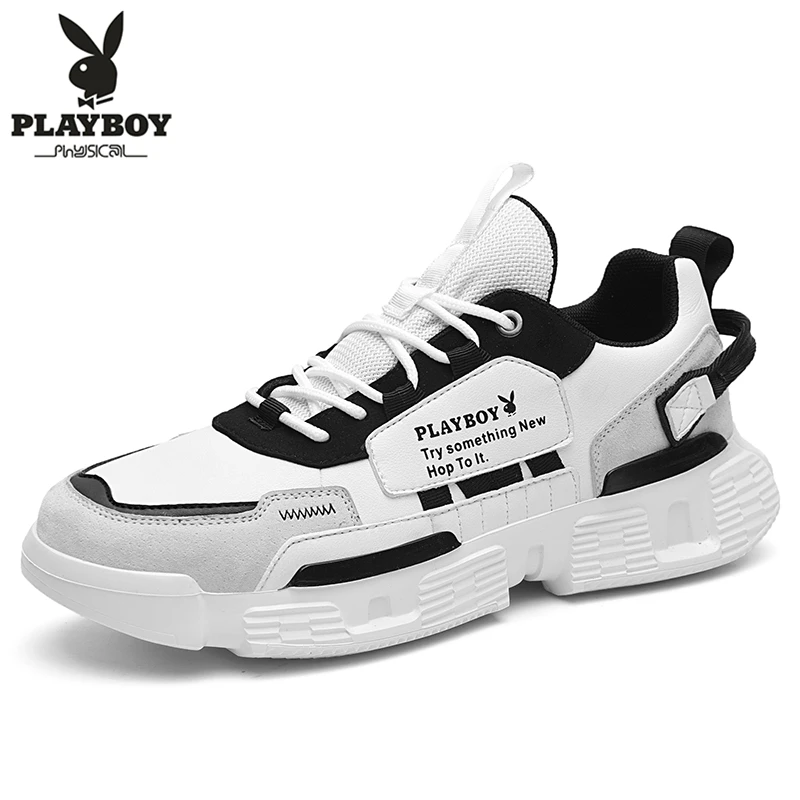 

PLAYBOY New Comfortable Casual Shoes Men PU Leather Shoes High Quality Comfort Footwear Fashion Flat Shoe Lace-Up Boat Shoes