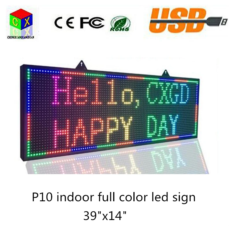 Крытый P10 SMD светодиодный вывески/Поддержка компьютера USB programmablefor полноцветный