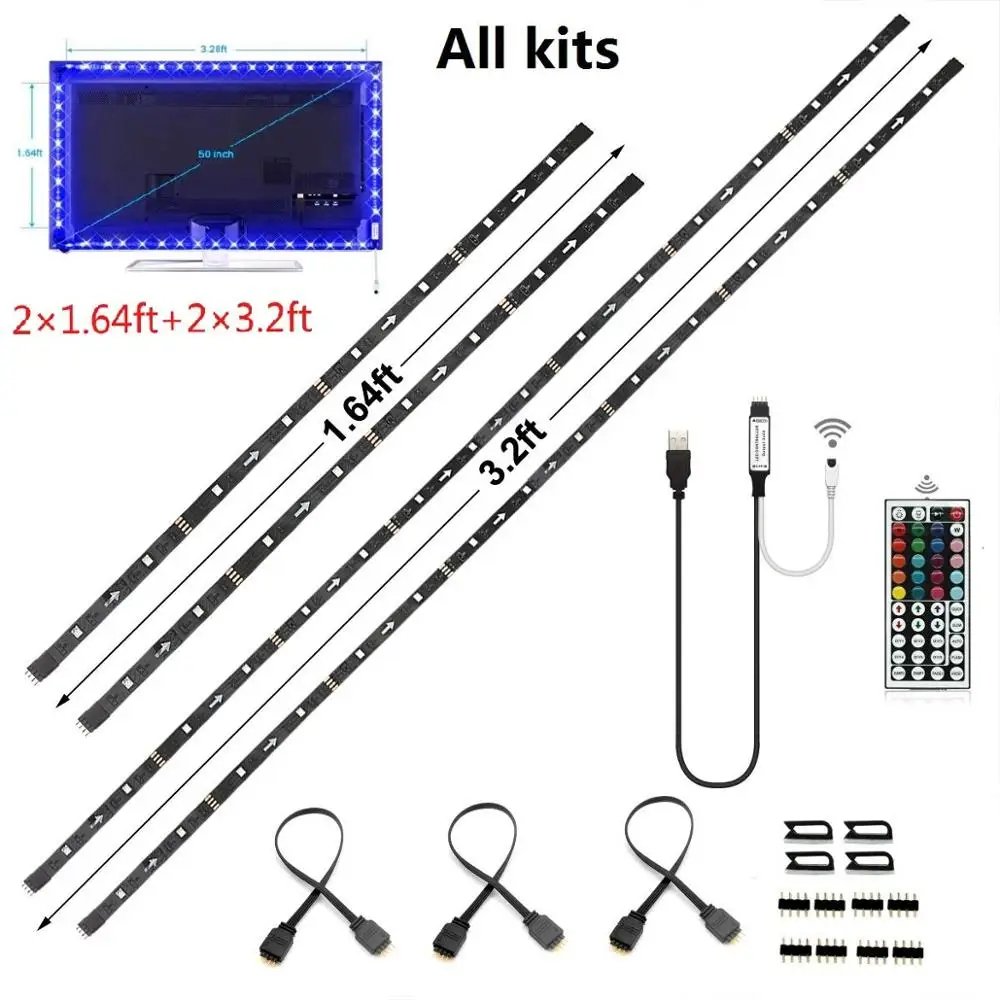 USB ТВ Подсветка комплект 9.8ft светильник 20 Цвета 5050 цветных (RGB) светодиодных лент