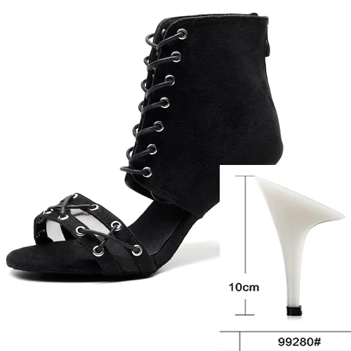 black heel 10cm WUXIJIAO/туфли для латинских танцев; женские черные сапоги на высоком каблуке в английском стиле; удобная обувь для сальсы; вечерние туфли на молнии сзади - Цвет: black heel 10cm