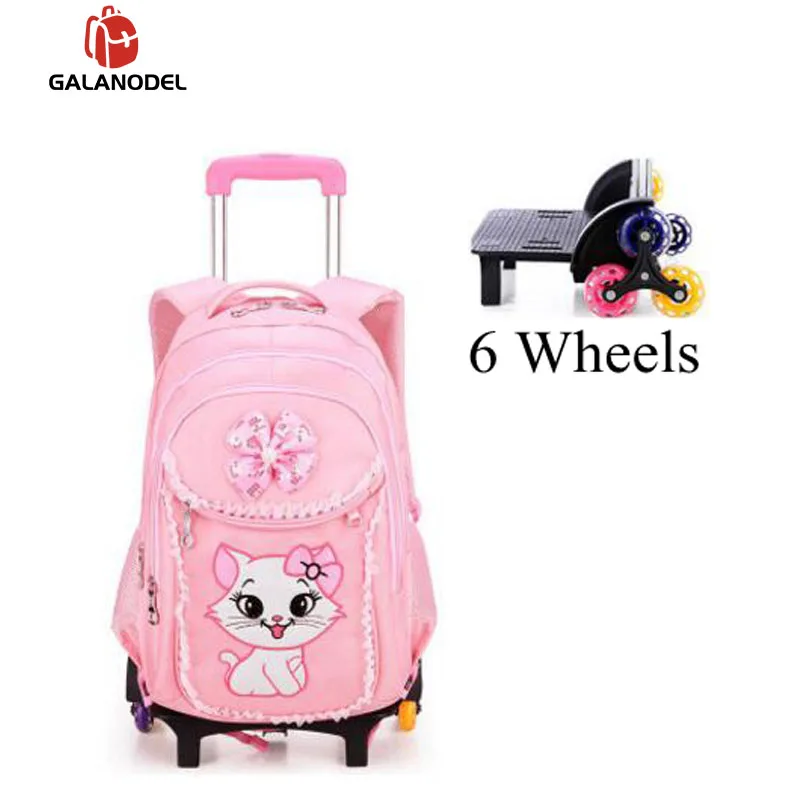 Детская дорожная сумка на колесиках рюкзак тележка для школы девочек милый