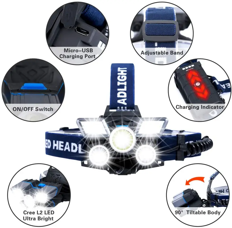 Ультра яркие красные/зеленые/L2 T6 фары 21 светодиодный головной светильник с