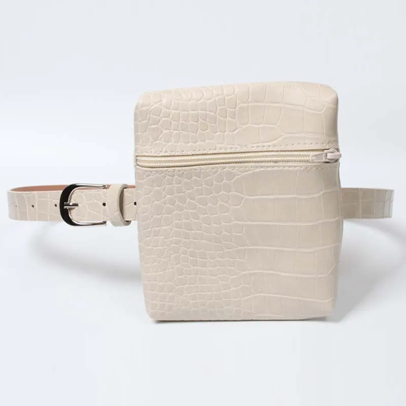 10pcslot fashion popular alligator phone waist bag leather belt zipper fanny pack women decoration waist belt pack free global shipping