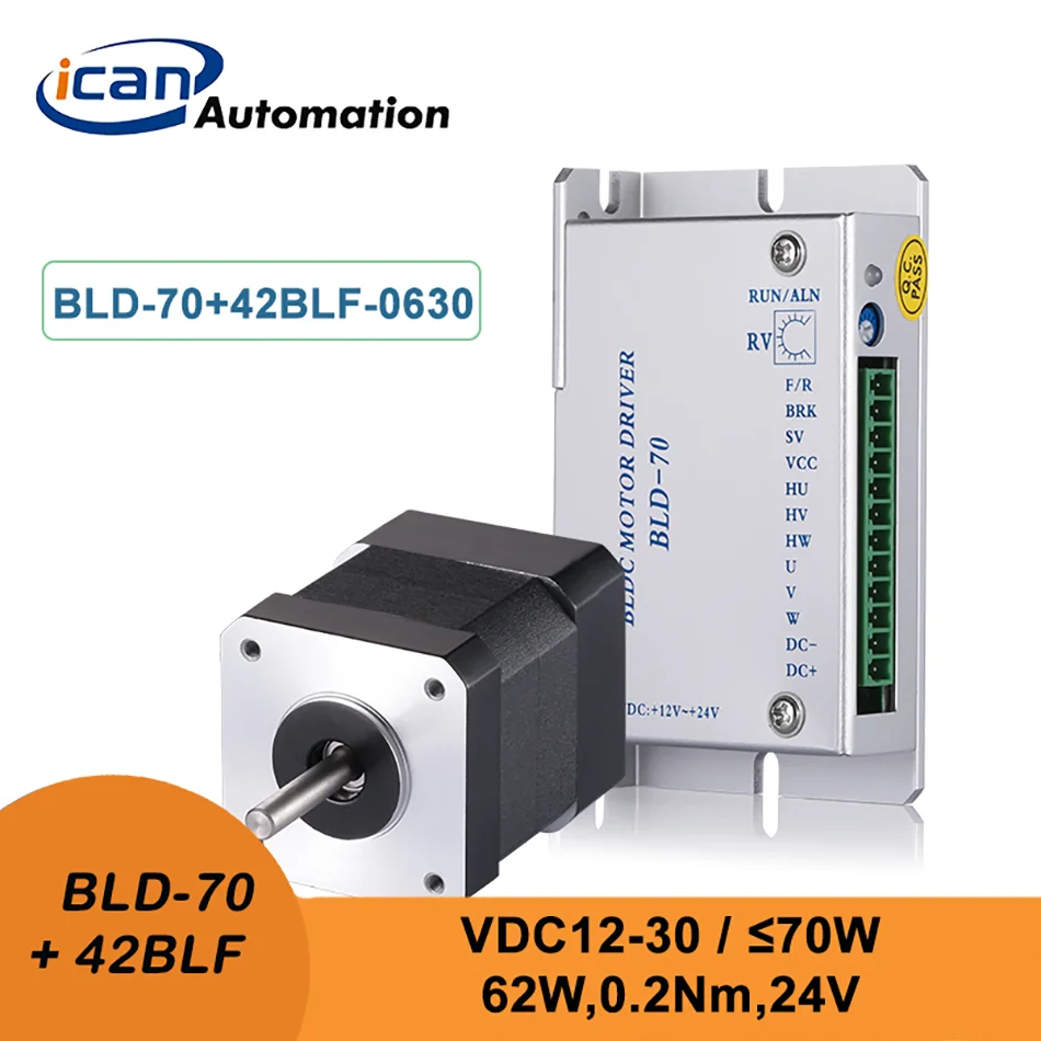 

ICAN Brushless Pm 62Watt 24V 3000RPM BLD-70 3 Phase BLDC Motor