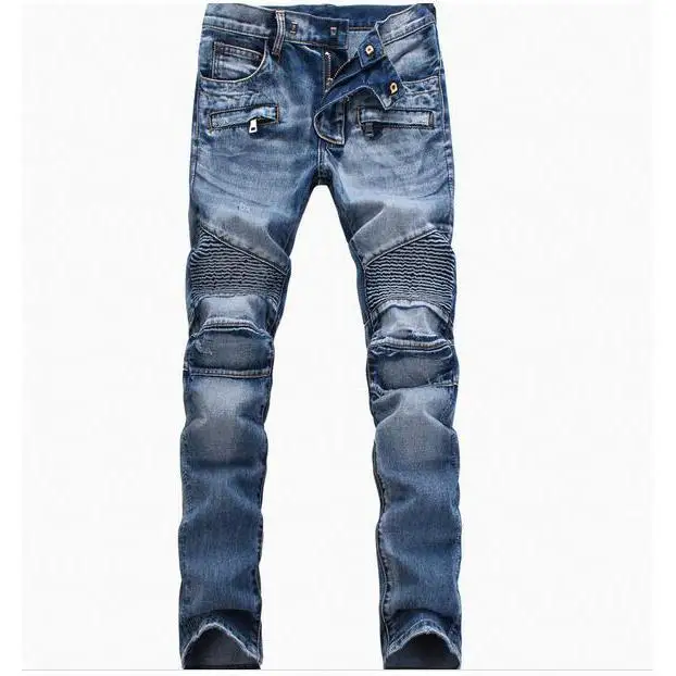 

4-color Men Jeans Slim-fit Trousers Men's Jeans Black Ripped Tight-fitting Stretch Folds White Blue Gray Loose Large Size Jeans