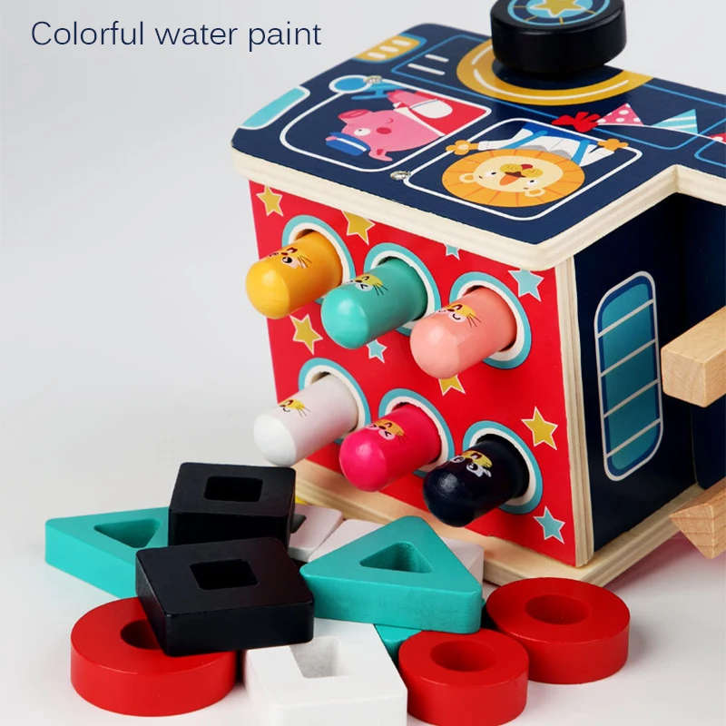 

Colorful Wooden Whack-A-Mole Game Early Educational Toys Kids Musical Bus Baby Girl Boy Toys Hand Knocking Hamster Montessori