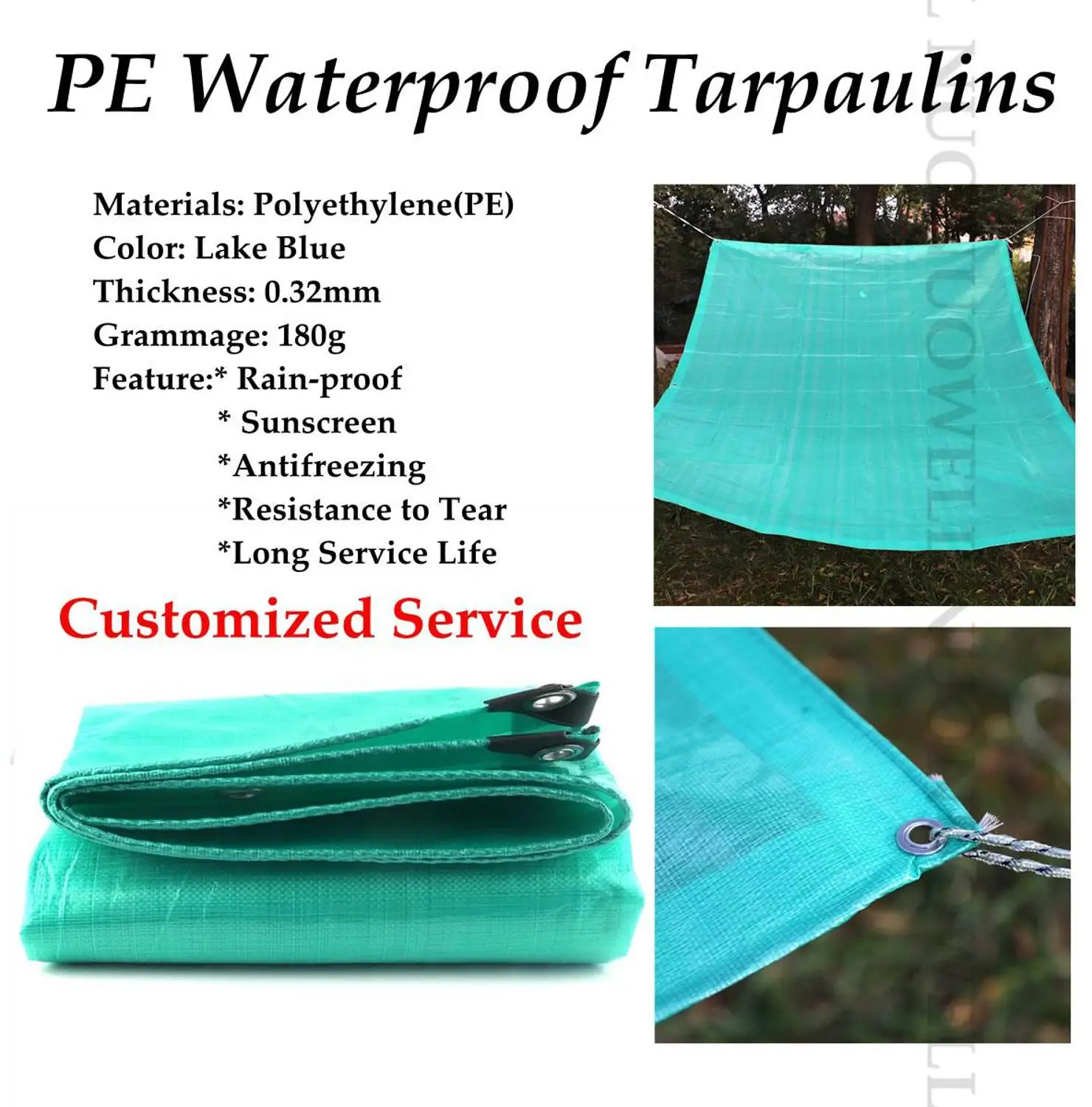 Настраиваемый размер 0 32 мм светло-голубой легкий непромокаемый брезент из