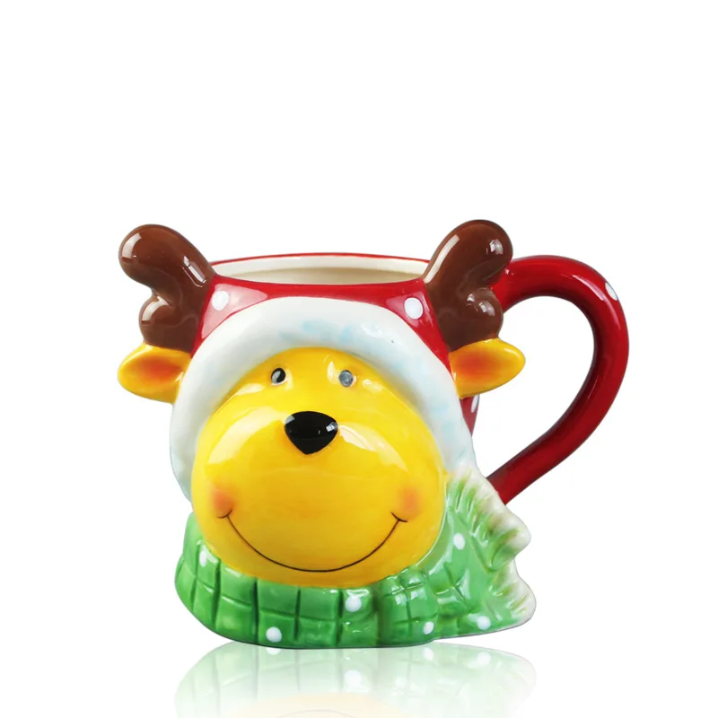 

Christmas Mug Cartoon Animal Pattern Cup Hand Painted Elk Cup Ceramic Reindeer Cup Manufacturer Customization