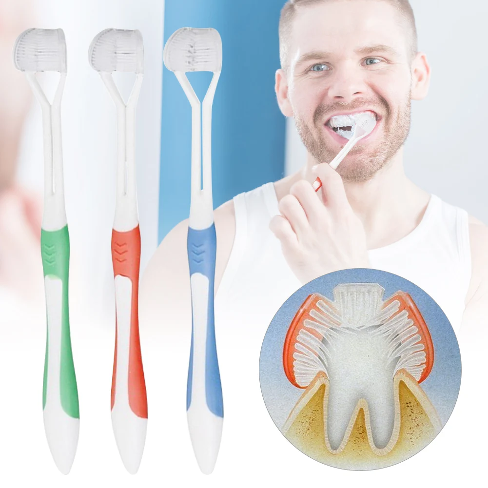 

3 Sided Toothbrush for Complete Teeth Cleansing Replaceable Brush Head Tooth Whitening Brush