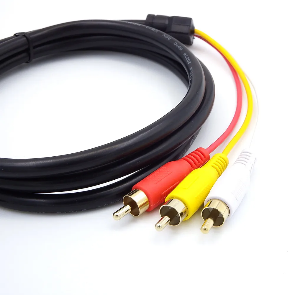 Кабель Hdmi-Rca переходник со штекера Hdmi на 3rca Av композитный штекер M/m адаптер