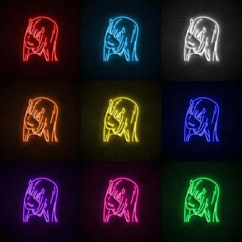Zero-signo de dos Led ne&oacute;n, decoraci&oacute;n personalizada, acr&iacute;lico para tienda, fiesta, regalo, decoraci&oacute;n Kawaii para el hogar-5