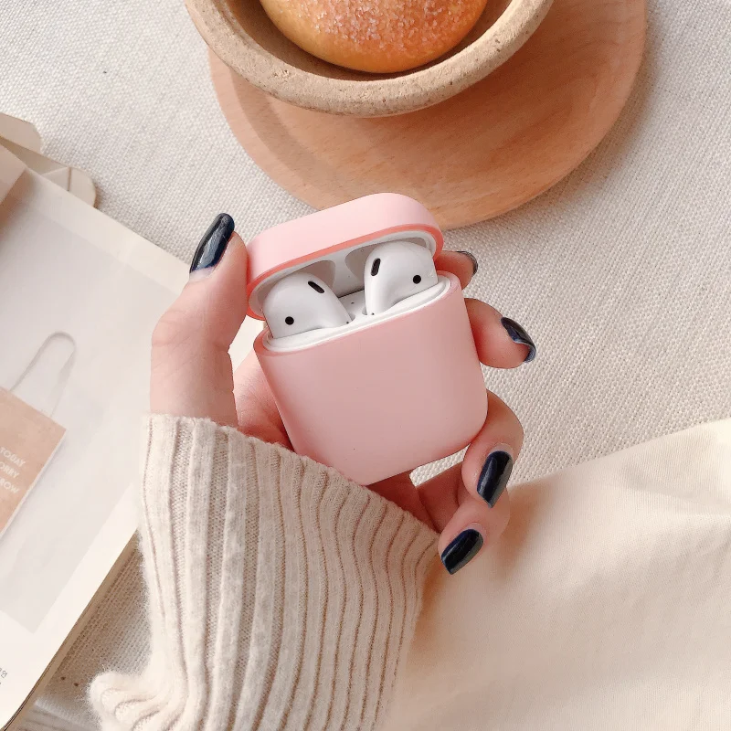 Жесткий чехол для наушников для Apple Airpods 1/2 противоударный чехол для Apple гарнитура для Airpods чехол s Матовый розовый защитный чехол для пары