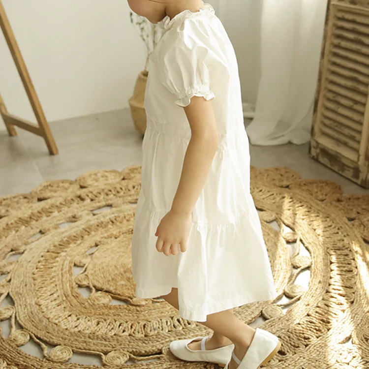 

Kids Summer Dress Baby Clothing Girls White Princess Dresses Sweet and Cute Toddler Girls Clothes Short Sleeve