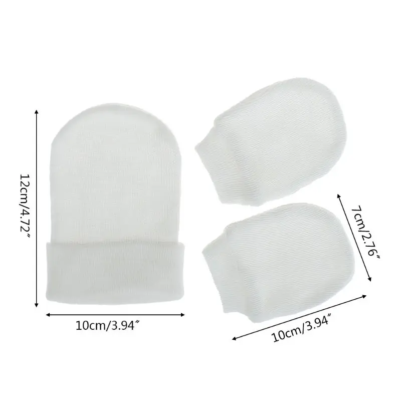 

2Pcs Baby Anti Scratching Soft Cotton Gloves Single Layer Hat Set Protection Scratch Mittens Warmer Cap Kits