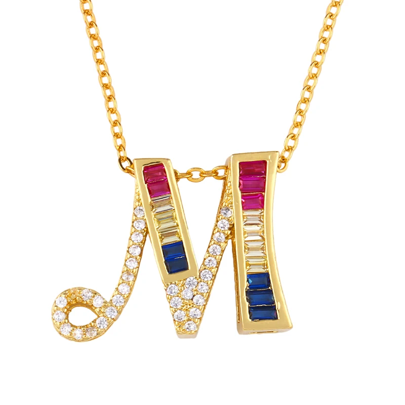 Элегантные AAA кубического циркония буквы ожерелья с подвесками золотые