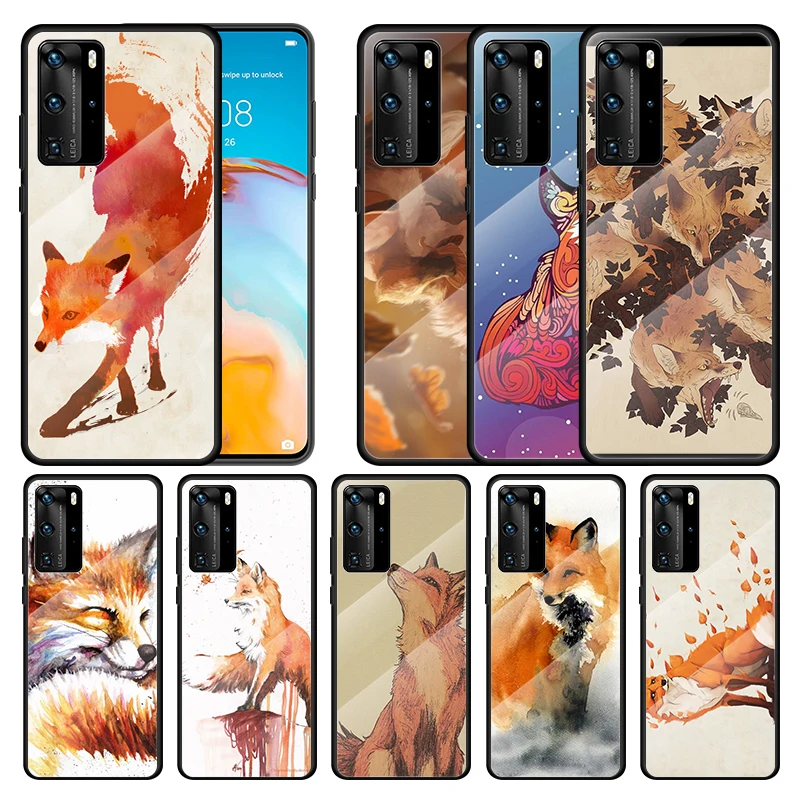 

Coque Fox In Autumn For Huawei P Smart 2021 2020 Z P40 P30 P20 P10 Lite Nova 5i 2019 Pro Plus Tempered Glass Phone Case