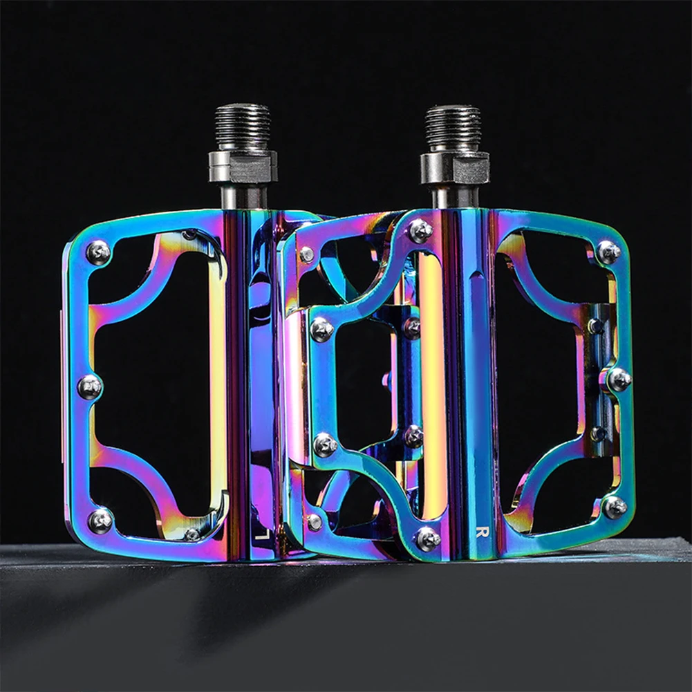 

1pair Waterproof Cycling Durable Anti Slip Bike Pedal Sealed Bearing Practical Aluminium Alloy Colorful Plate Universal