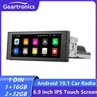 Автомагнитола Geartronics, 1DIN, Android 10,1, 6,9 дюйма, IPS, сенсорный экран, мультимедийный видеоплеер, GPS, стерео, радио, Bluetooth, Wi-Fi, AUX