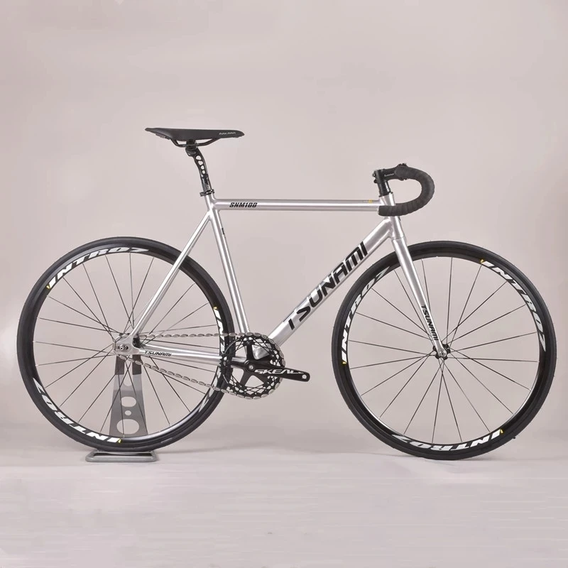 

TSUNAMI Fixed Gear Bicycle Flat Spokes Wheels Aluminum Alloy Frame Single Speed Fixie Track Bike V Brake Customizable Rim