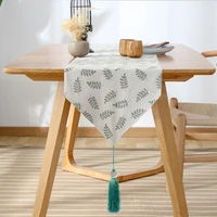modern and simple tablecloth long strips of imitation cotton and linen leaf tassel decoration tv cabinet cover without towel