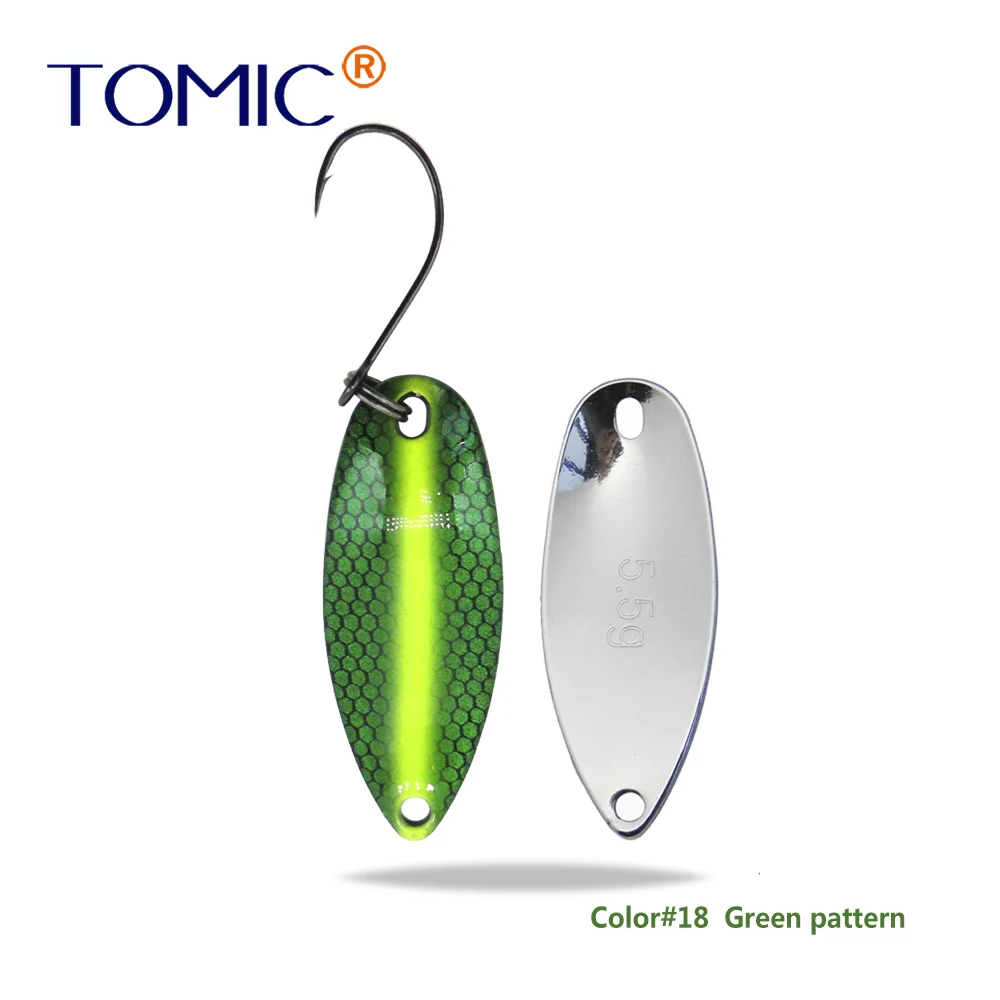 Green Pattern Tomic 2 г 3,5 г 5,5 г латунные рыболовные лезвия 1 шт. набор сверхлегкий УФ цвет металлическая приманка микро литье форель бас ложка - Цвет: Green Pattern
