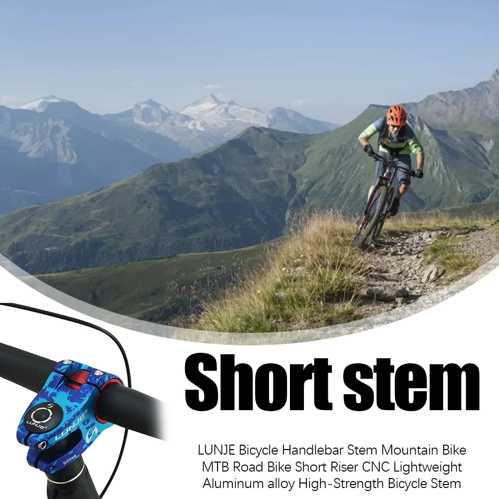 

LUNJE Bicycle Handlebar Stem Mountain Bike MTB Road Bike Short Riser CNC Lightweight Aluminum alloy High-Strength Bicycle Stem