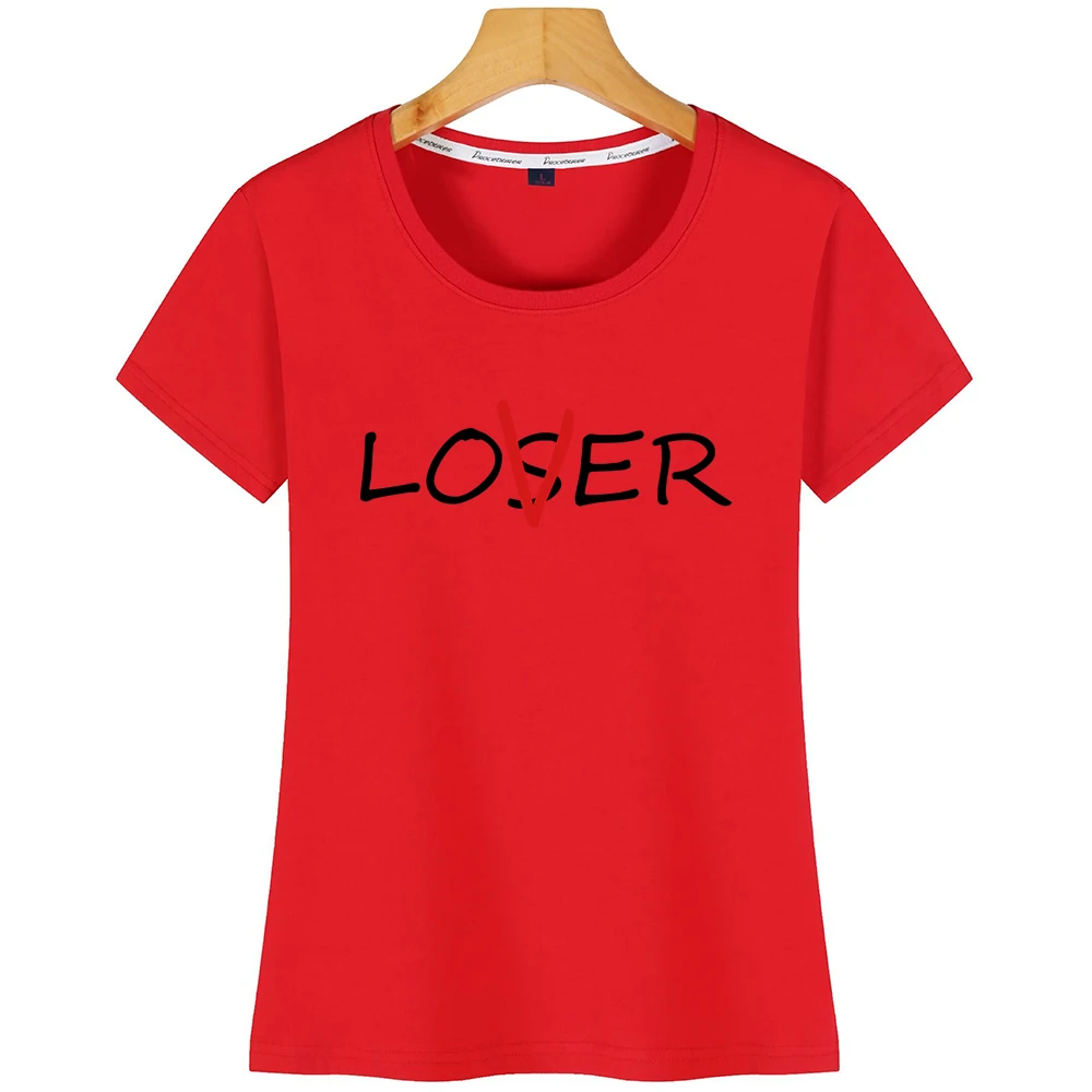 Топы футболка женская Loser Lover забавные надписи короткая футболка|Футболки| |