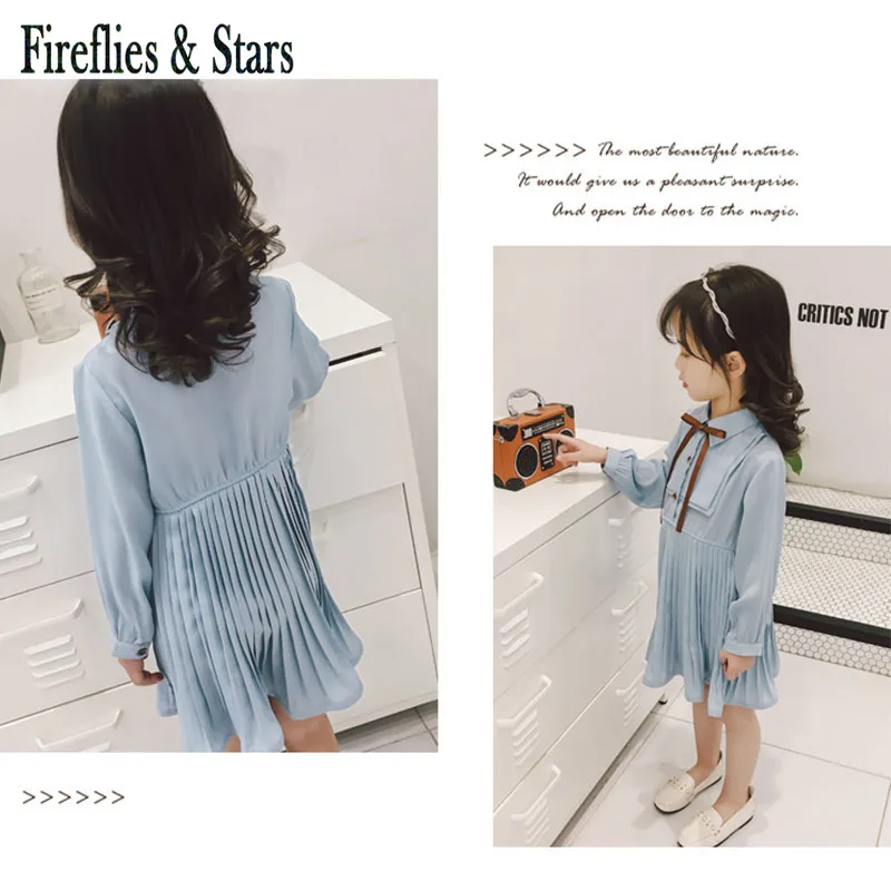 Весенне-осеннее качественное платье для девочек Детское шифоновое винтажное