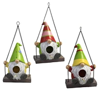 resin garden gnome bird house for outside resting place hanging natural bird nest decoration crafts christmas decoration