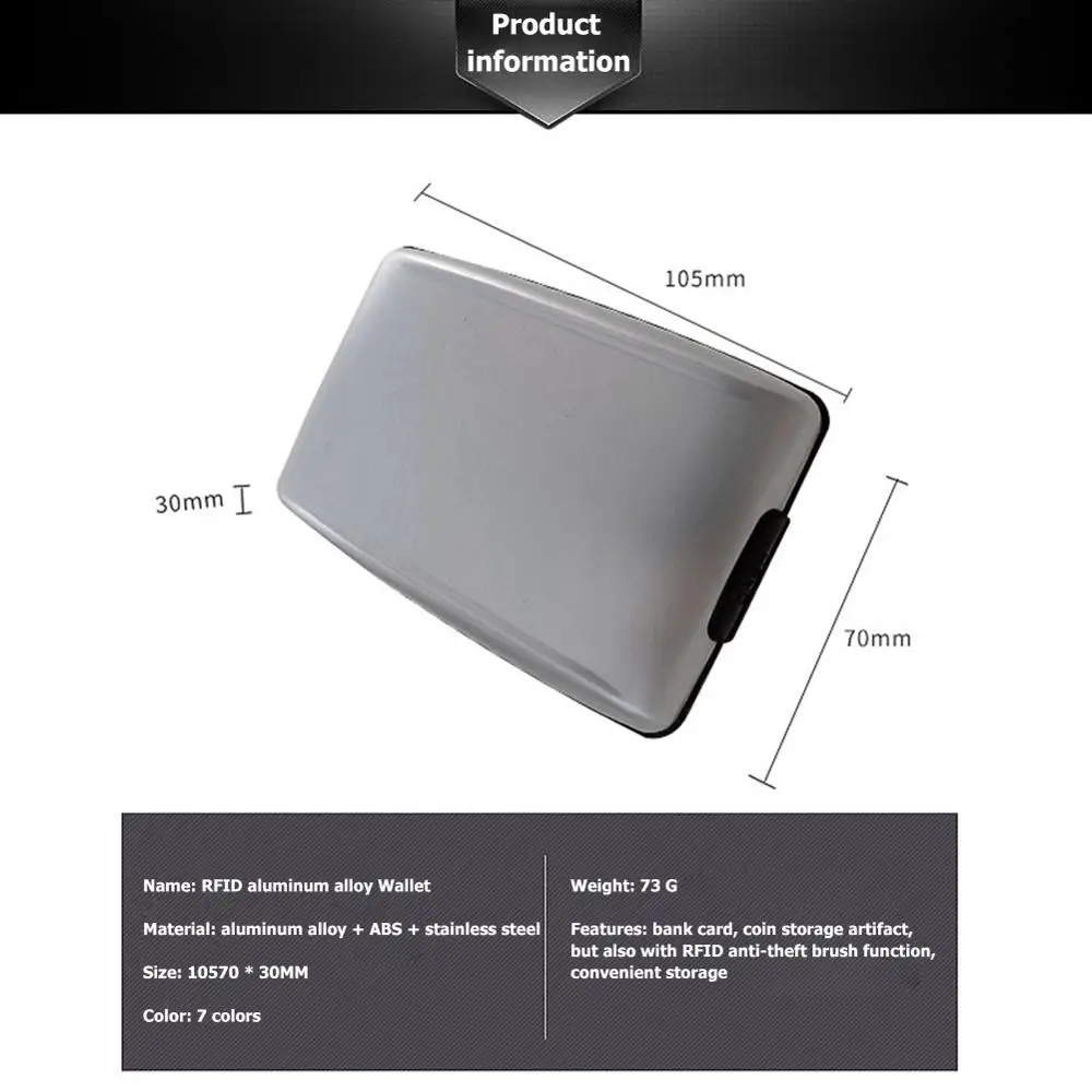 

Wallet RFID Credit Bank Card Holder Aluminum Alloy Men Women Wallet Money Bag for Outdoor Shop Money Carrying Supply 2020