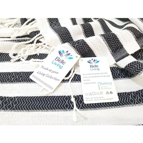 

Wellstil 100 Cotton 4 PCs Petamal Beach Towel Set Gocek Black