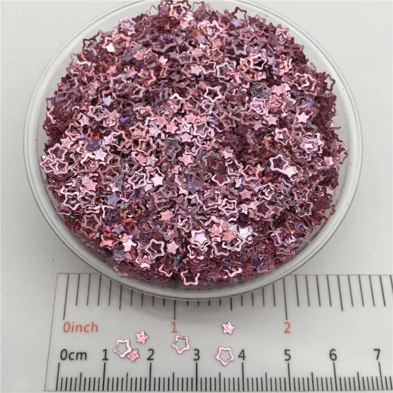 Laser lila 3 мм полые звезды P ПВХ свободные блестки для маникюра ногтей, свадебные конфетти, аксессуары для орнамента/рукоделия - Цвет: Laser lila