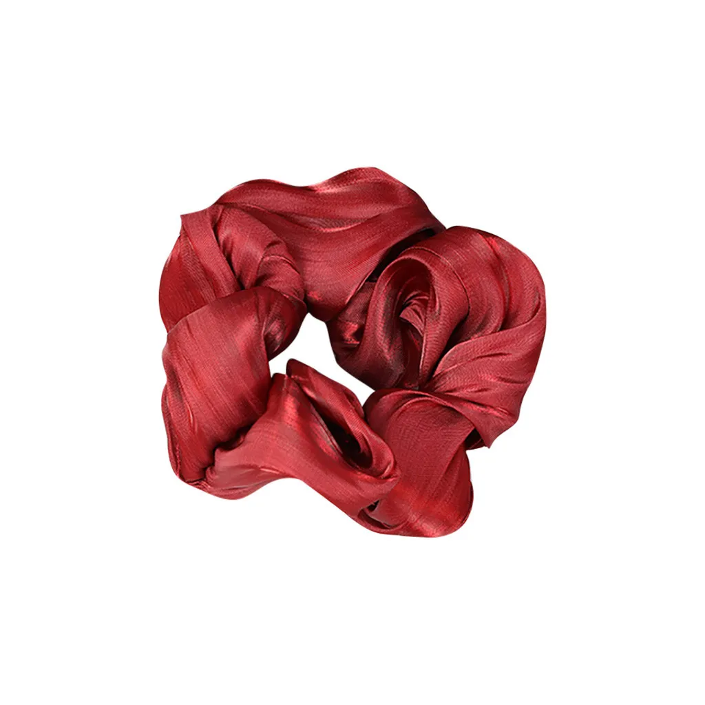 Женские супер мягкие шелковые атласные Кольца для волос чистый цвет ткань ободок