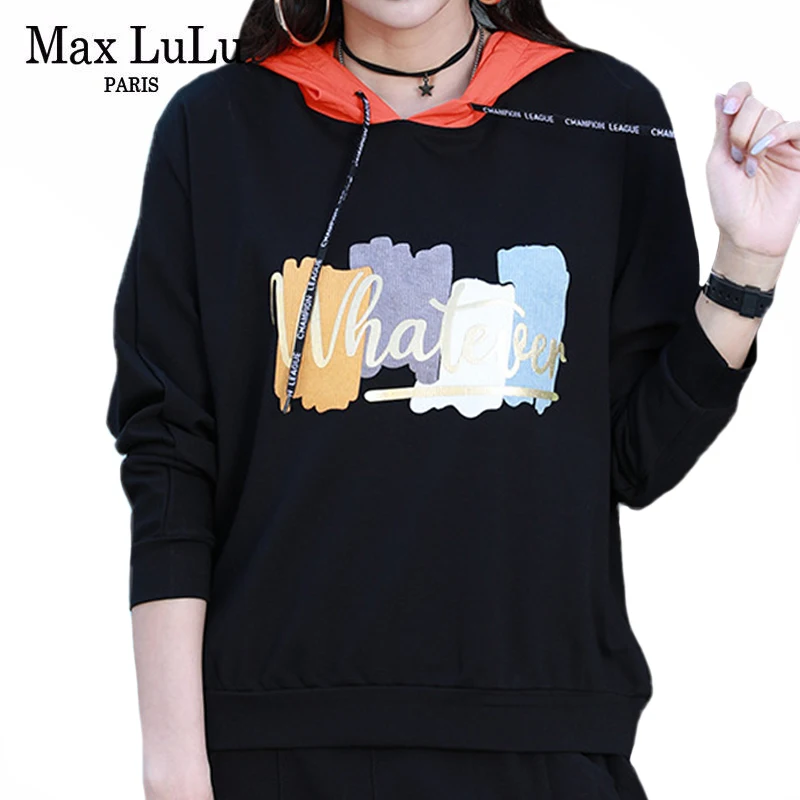 Женская винтажная толстовка с капюшоном Max LuLu Повседневная Толстовка большого