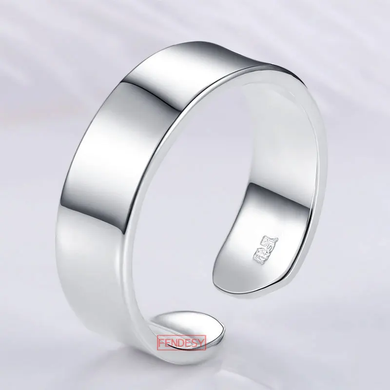 

New 100% Real Silver Color Smooth Rings For Women Big Finger Rings For Unisex Jewelry Men
