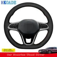 customize diy suede leather car steering wheel cover for volkswagen vw golf 8 id 3 arteon caddy passat 2010 2022 car interior